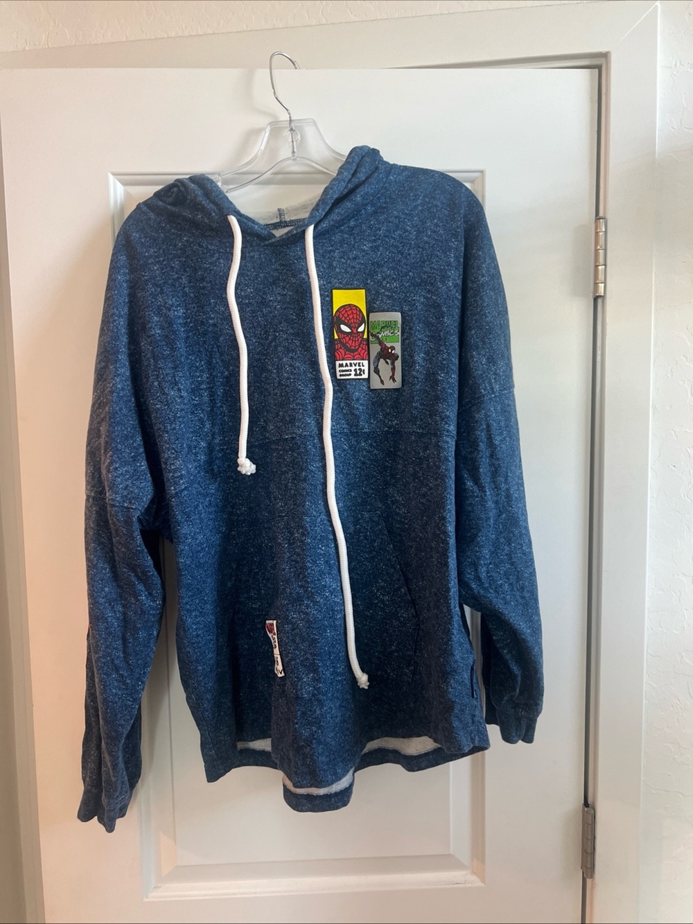 Marvel Men's Blue Zip-Up Hoodie with Spider Graphic